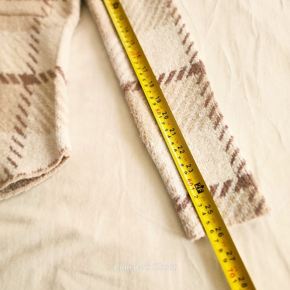 Pink Rose XS Cream Plaid Button Down Cozy Knit Shacket Cabincore Cowgirl Bonfire - Picture 6 of 9